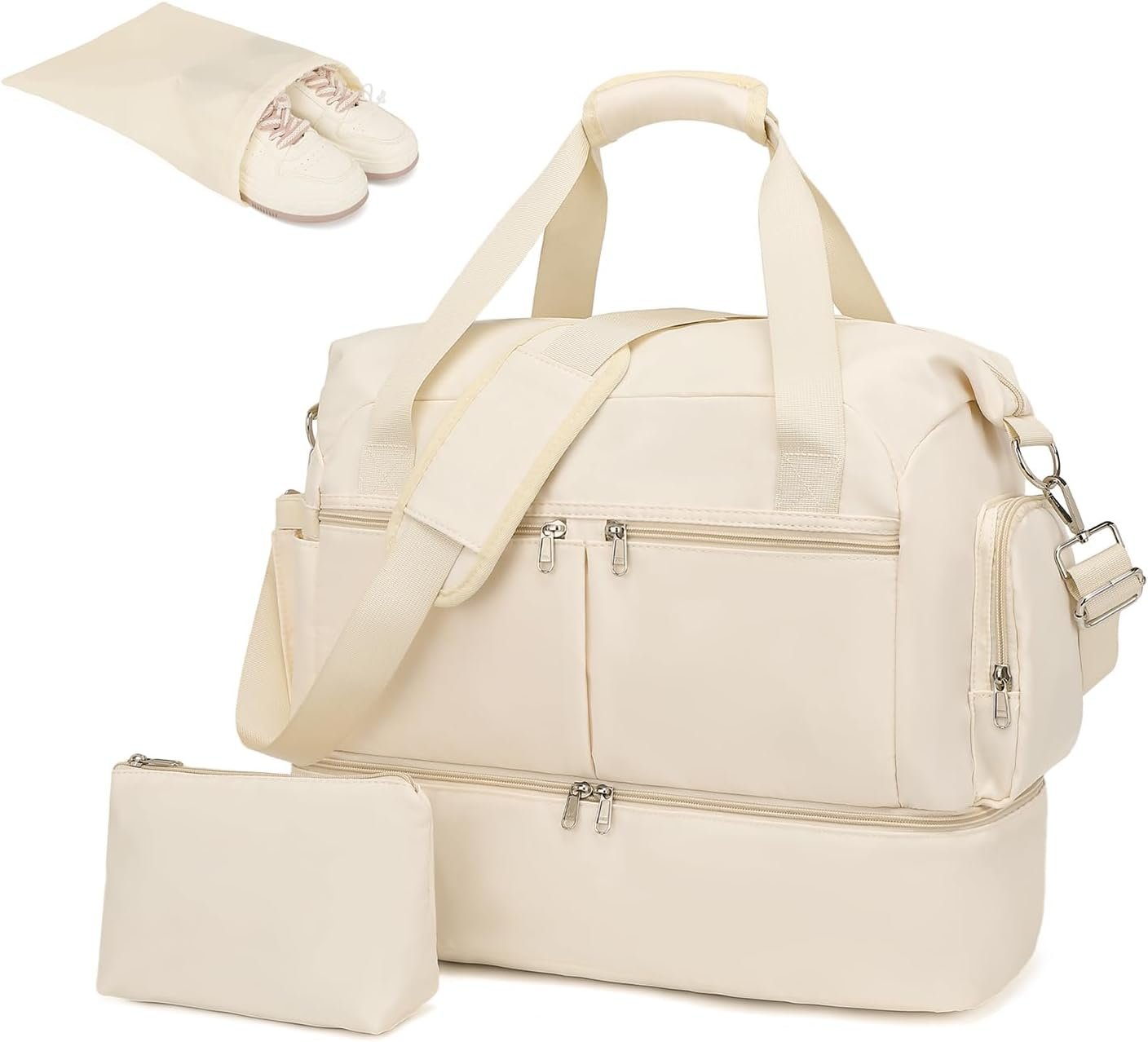 Large Duffel Bag with Reinforced Straps and Metal Zippers