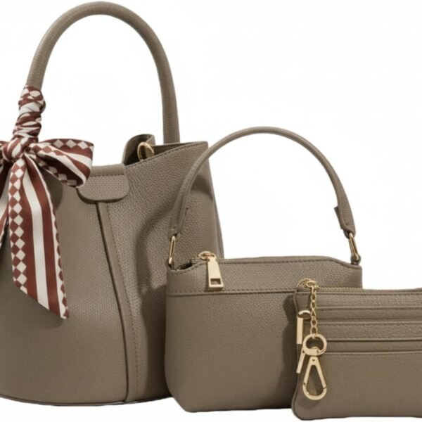 Three in One Bucket Bag Set with Wide Strap and Bottom Rivets