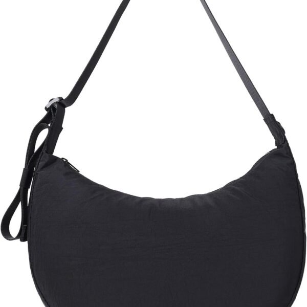 Soft Faux Leather Half Moon Crossbody Bag