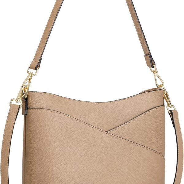 Top Grain Pebbled Leather Shoulder Bag with Detachable Straps