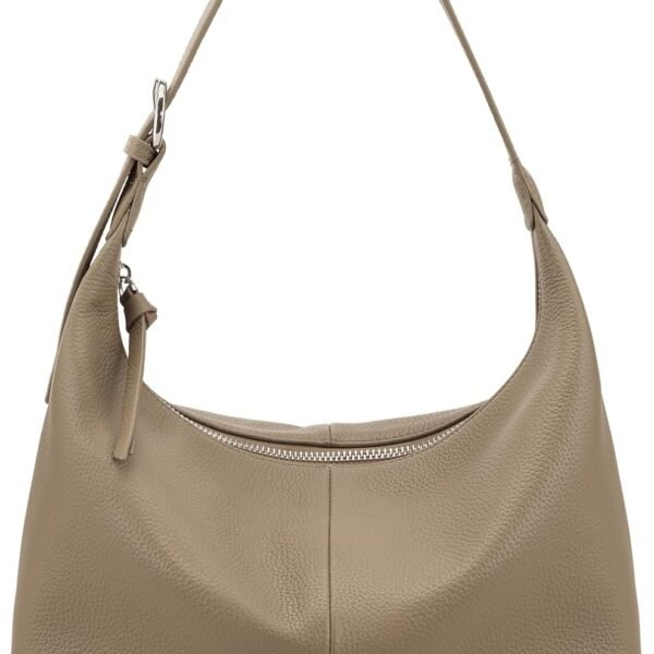 Genuine Pebbled Leather Hobo Bag with Adjustable Strap
