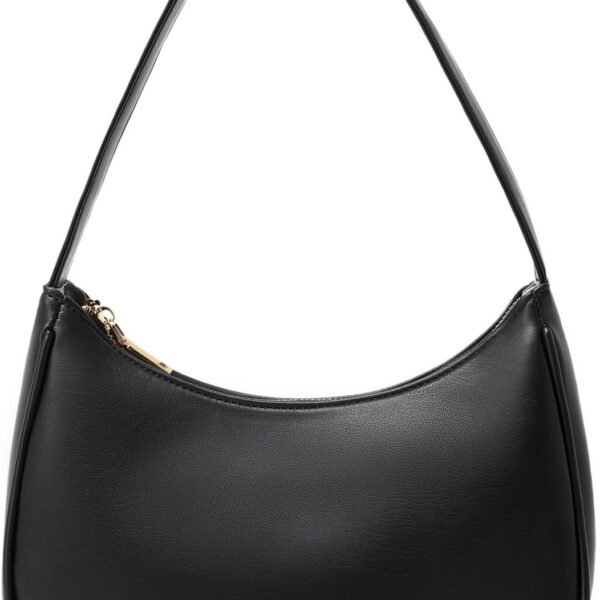 Faux Leather Bag with Gold Tone Hardware and Interior Pockets