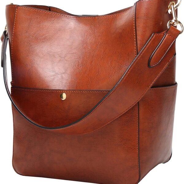 Soft PU Leather Bag with Detachable Zipper Pocket and Adjustable Strap