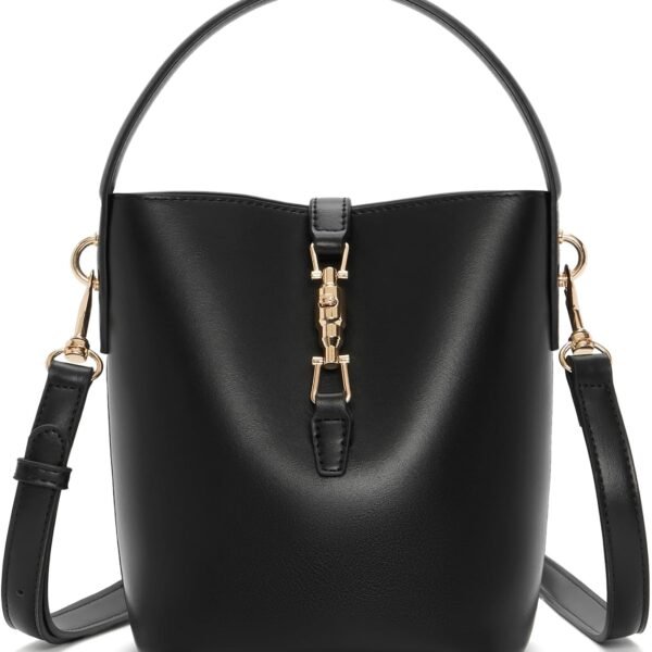 Small Bucket Purse with Detachable Zip Pouch and Metal Feet