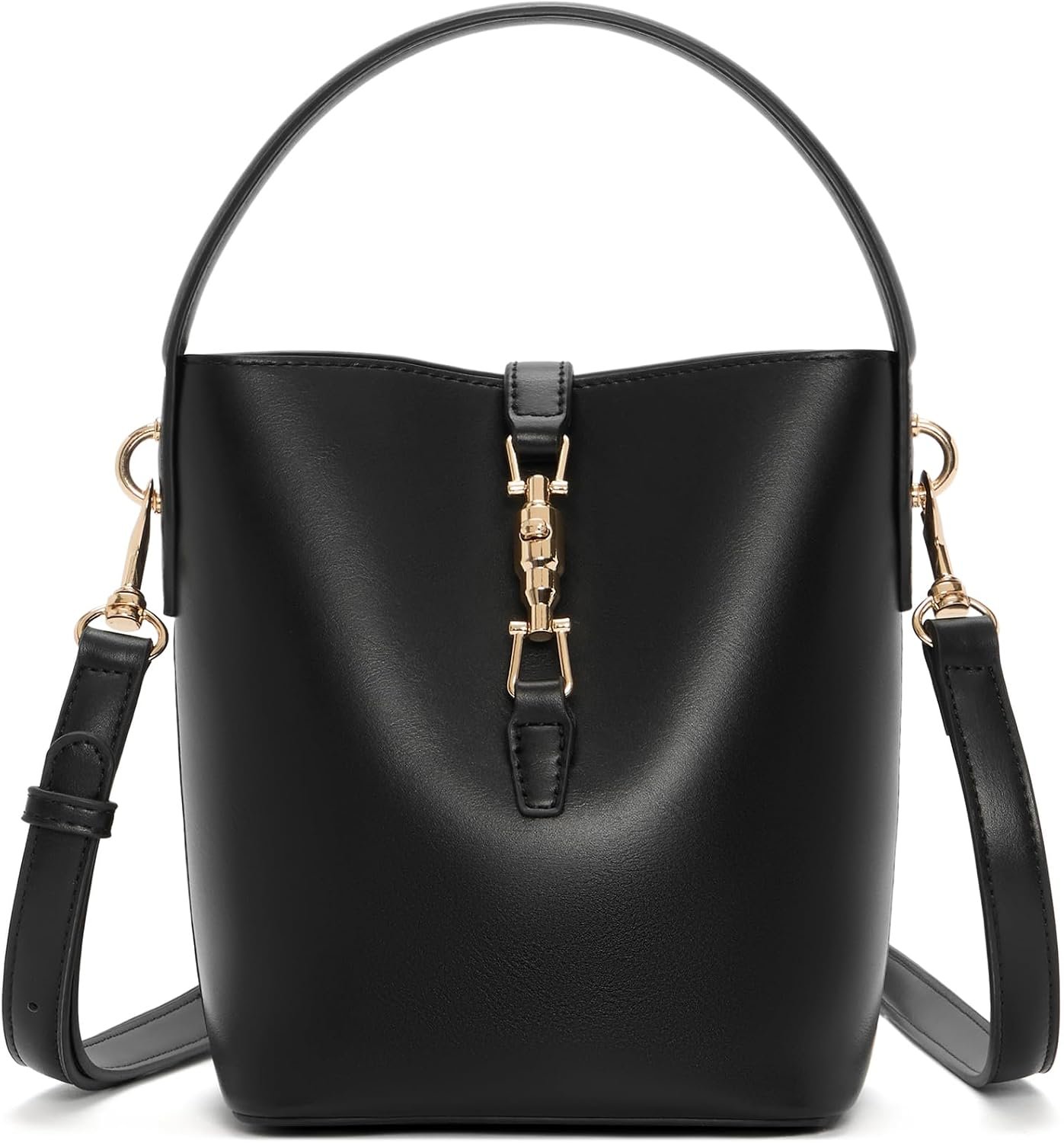 Small Bucket Purse with Detachable Zip Pouch and Metal Feet