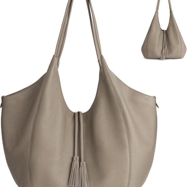 Full Grain Leather Tote Bag with Snap Button Conversion