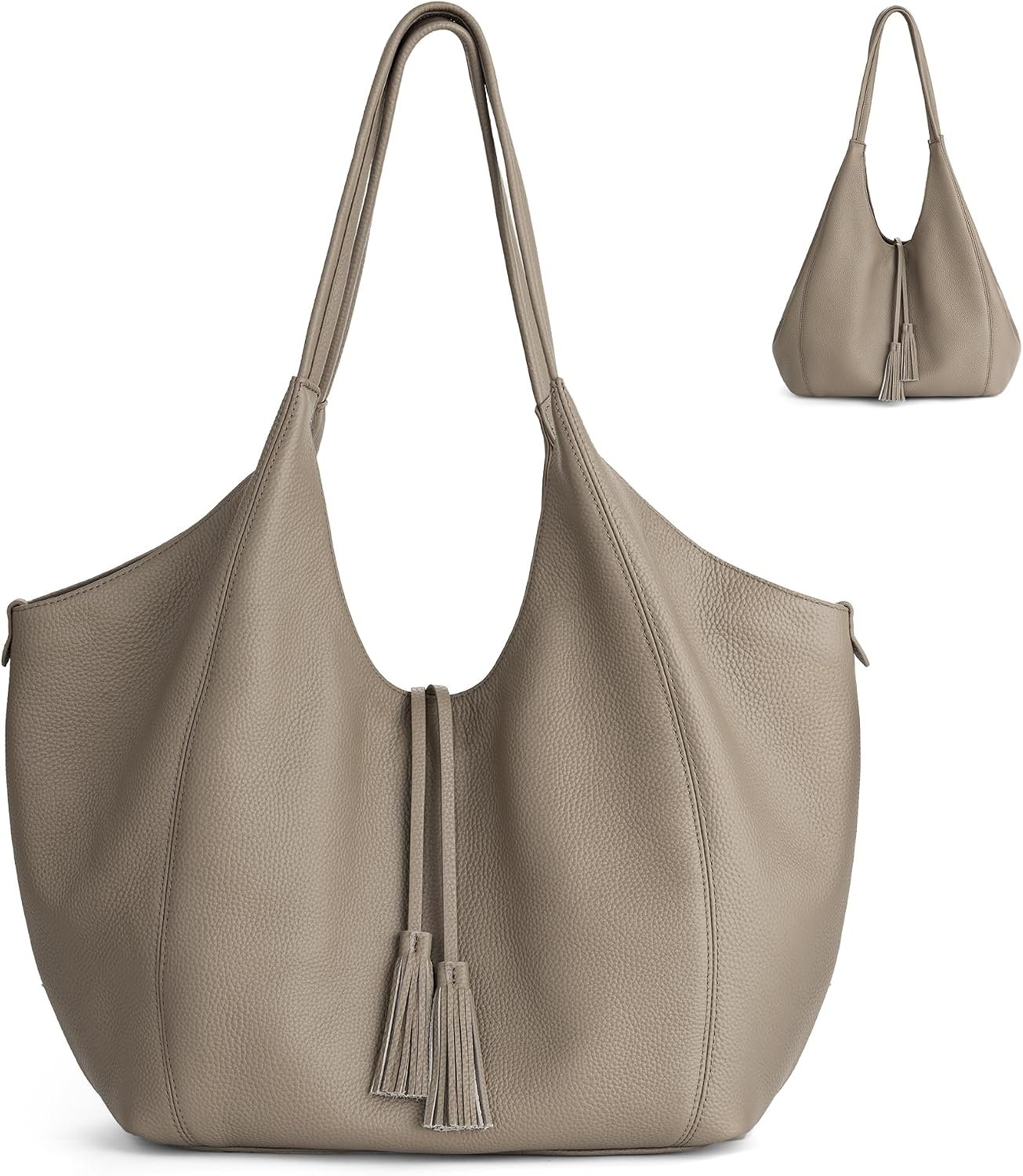 Full Grain Leather Tote Bag with Snap Button Conversion