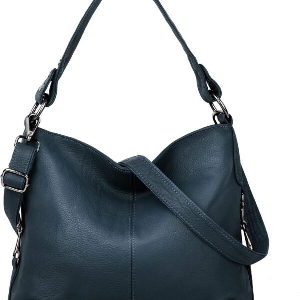 Genuine Leather Shoulder Handbag with Removable Handle Strap