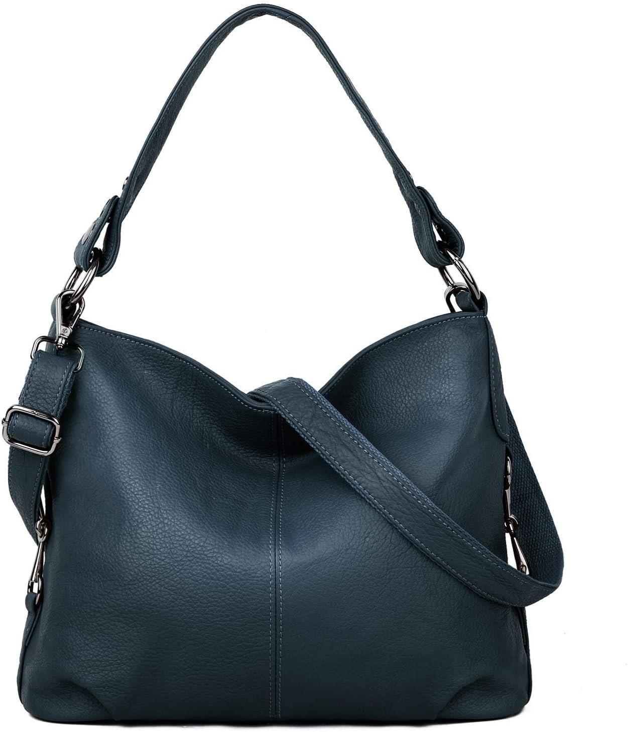 Genuine Leather Shoulder Handbag with Removable Handle Strap
