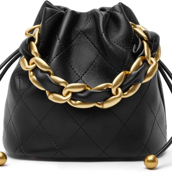 Lambskin Bucket Crossbody Bag with Chain Strap