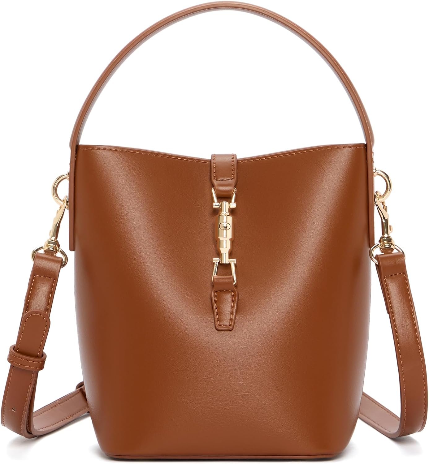 Small Bucket Purse with Detachable Zip Pouch and Standing Base