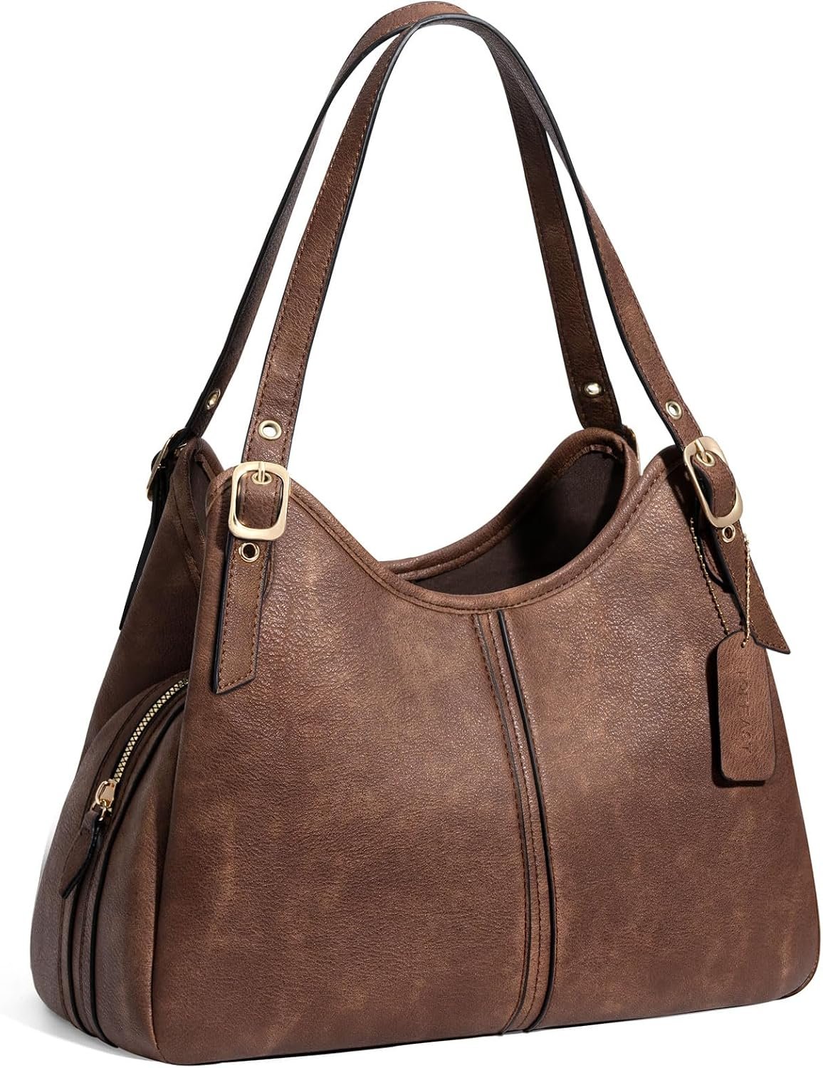 Slouchy Faux Leather Hobo Bag with Adjustable Dual Straps