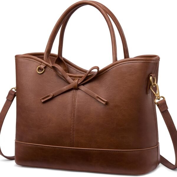 Vegan Leather Purse with Bow and Detachable Strap
