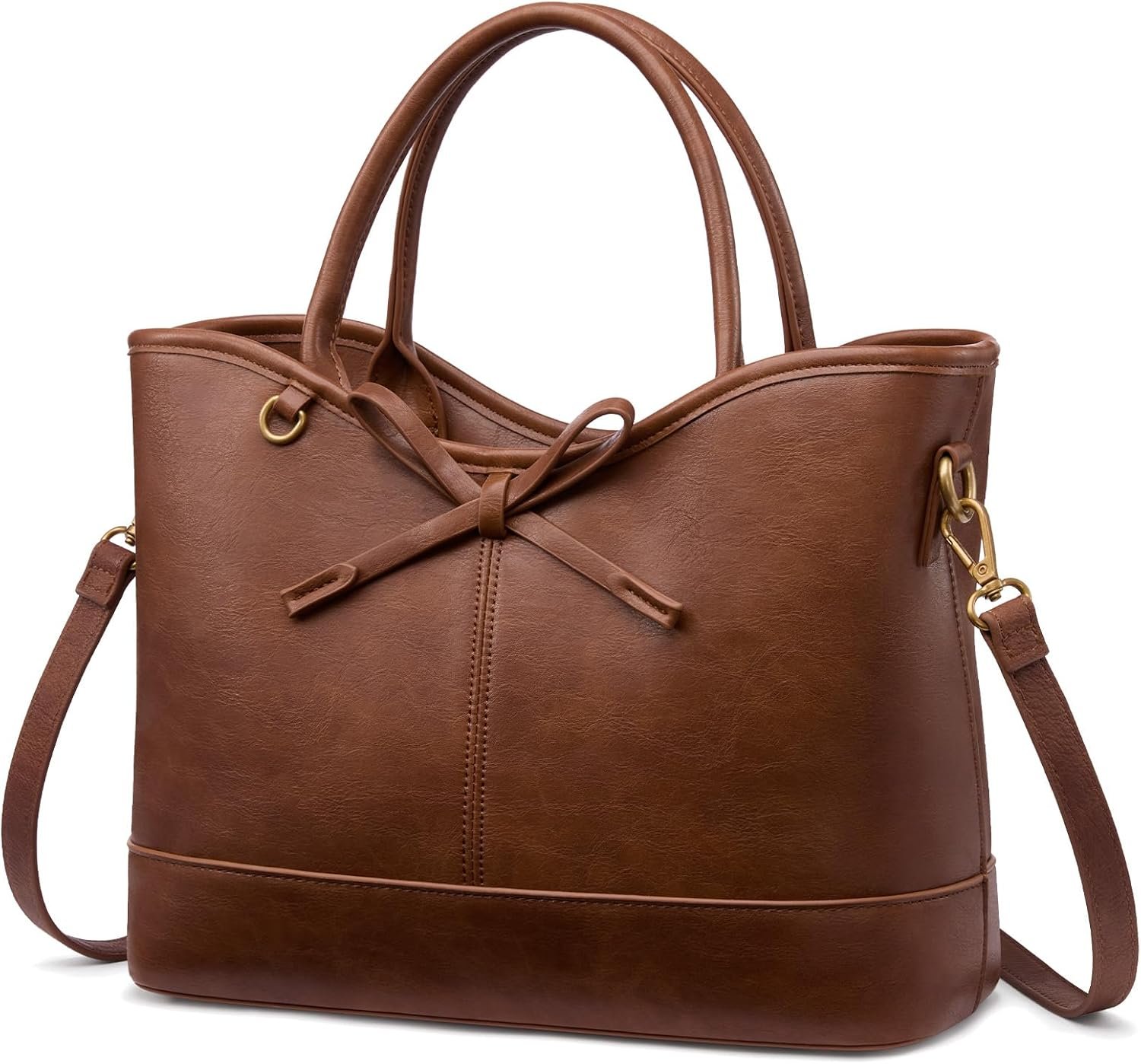 Vegan Leather Purse with Bow and Detachable Strap