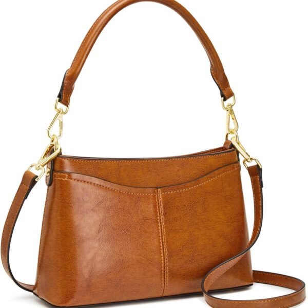 Genuine Leather Crossbody Bag with Two Detachable Straps
