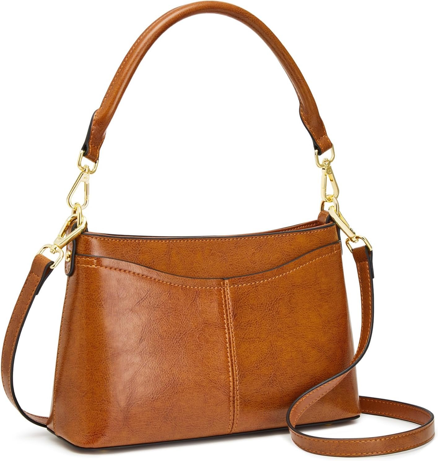 Genuine Leather Crossbody Bag with Two Detachable Straps