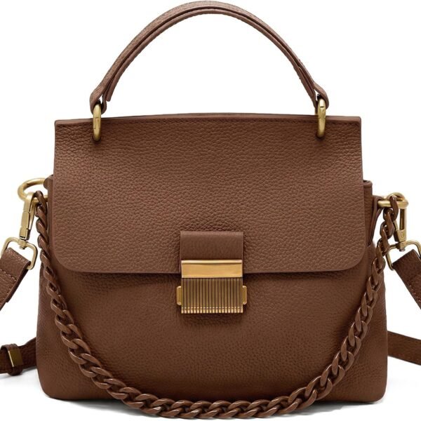High Quality Leather Handbag with Top Handle and Adjustable Strap