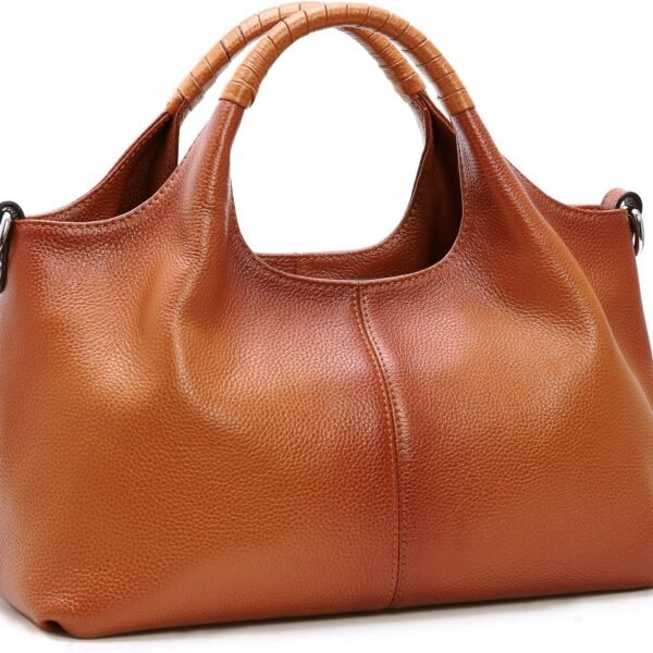 Genuine Leather Purse with Zipped Divider and Top Handle