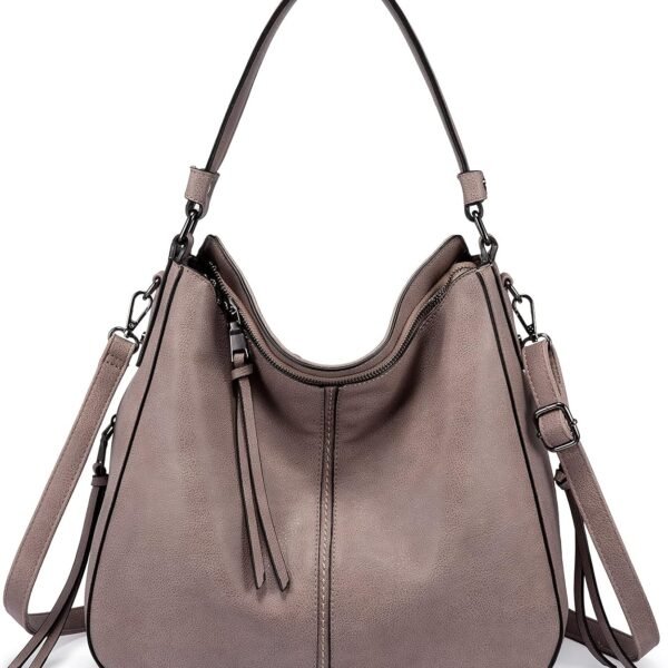 Large Faux Leather Bag with Multi Pocket Organization