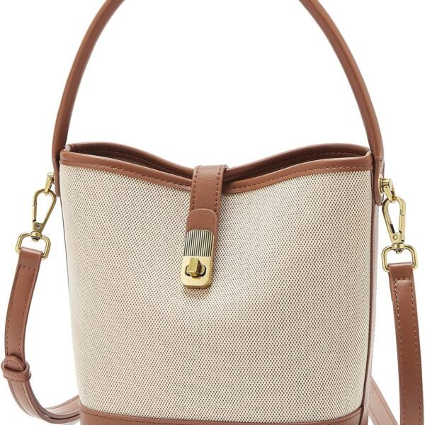 Fabric Crossbody Top Handle Bag with Twist Lock