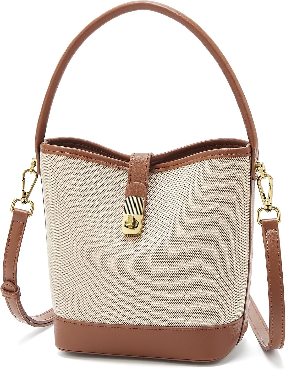 Fabric Crossbody Top Handle Bag with Twist Lock